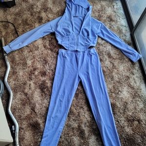baby blue 2 piece outfit small medium tracksuit lounge